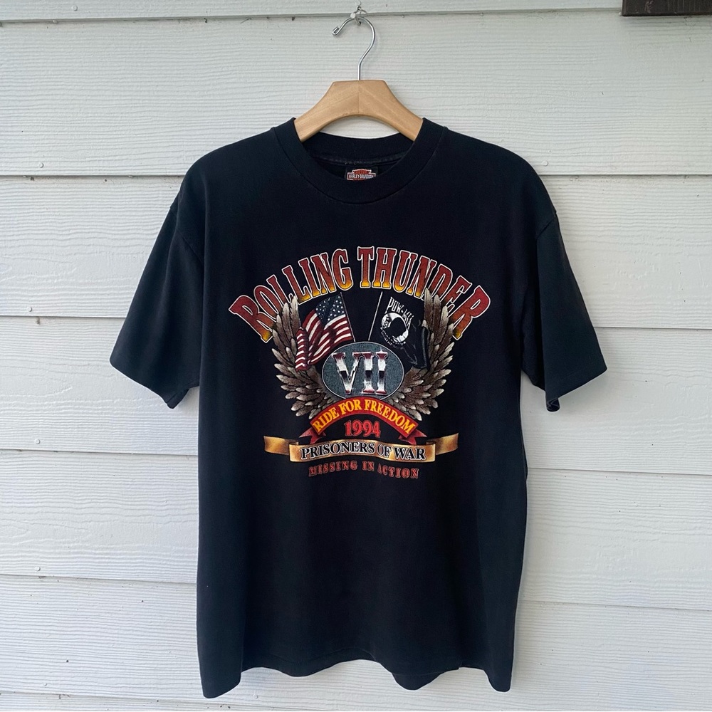 Vintage 1994 Rolling Thunder Single Stitch Harley Davidson Tee M